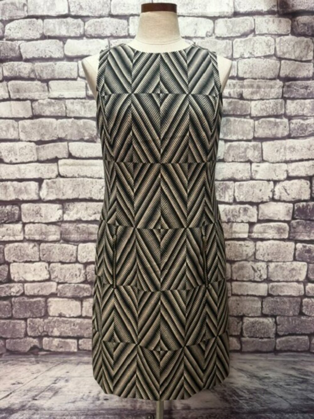 Anne Klein Black & Khaki Sleeveless Dress Size 10